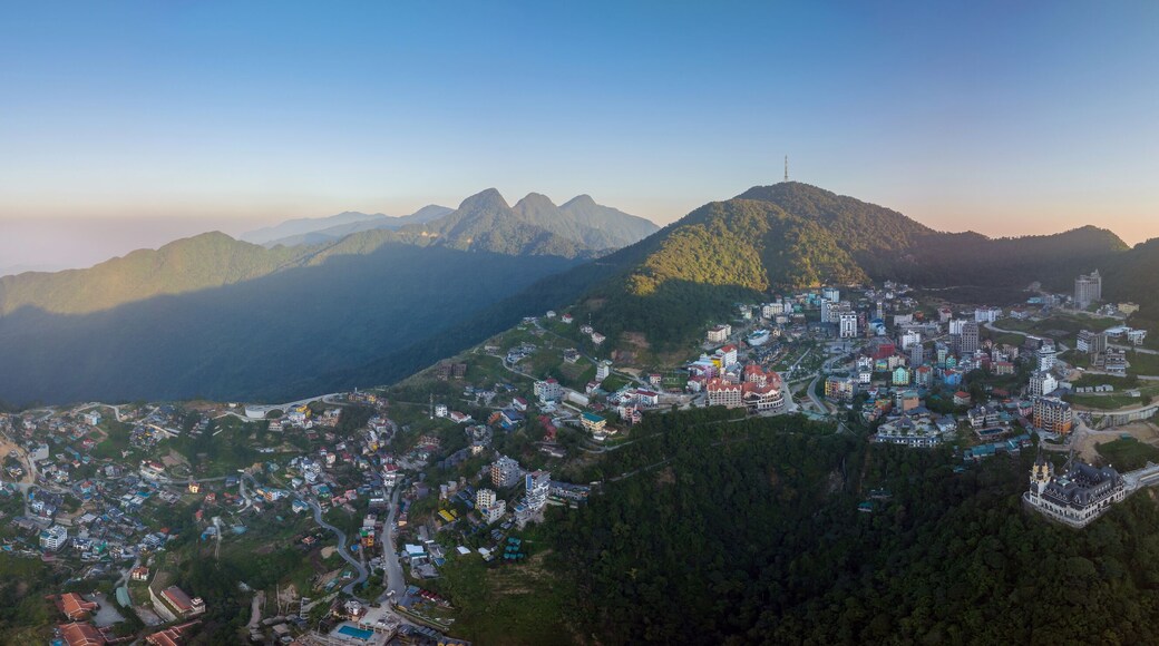 Aerial view of Tam Dao town - travel destination in Vinh Phuc, Vietnam