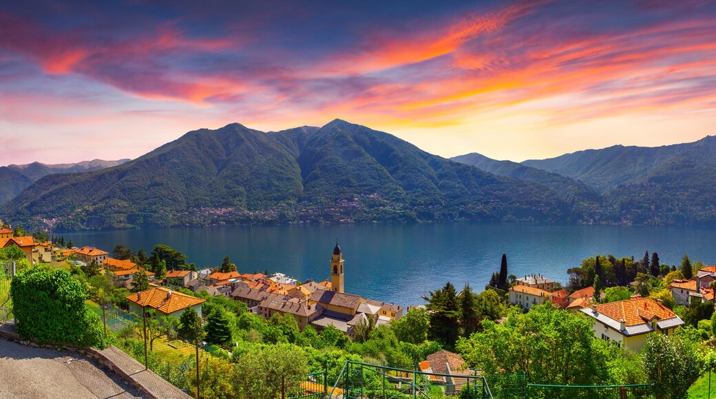 Colorful summer sunrise on the town of Carate Urio, on Lake Como. Alps, Italy, Lombardi, Europe., Shutterstock ID 295856165, purchase_order: SP-1269 HA 2018 Batch 1, Order: , client: , other: