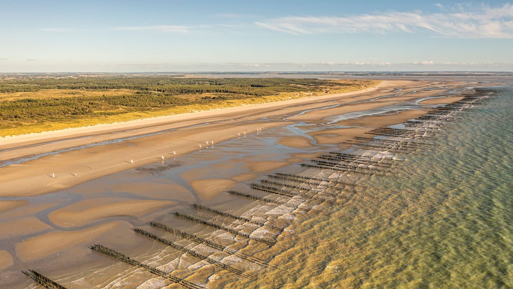 La plage de Quend avec ses bouchots et ses chars-à-voile