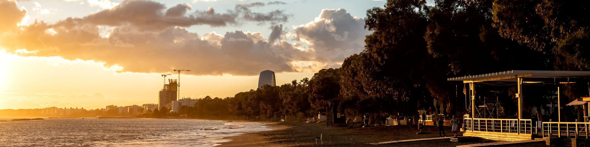 Dasoudi beach at sunset. Limassol, Cyprus