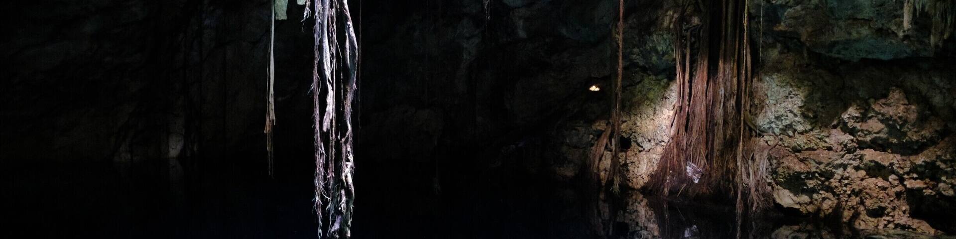 Exploring the cenotes at Cuzama by horse drawn mining cart