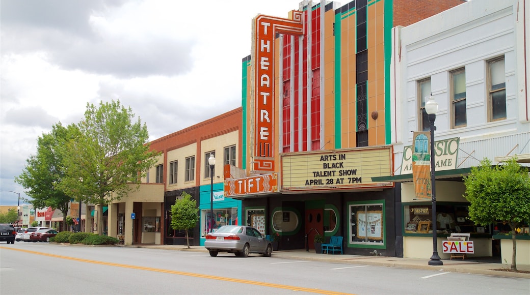 Tift Theatre featuring theatre scenes and signage