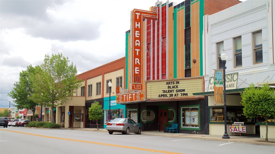 Tift Theatre featuring theatre scenes and signage