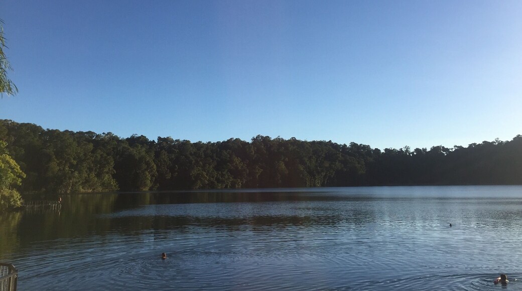 This is Lake Eacham a lake formed in the crater of a volcano that last erupted 13000 years ago!