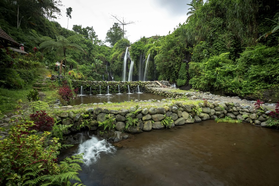 Beautiful view of Kembar Arum is One of the waterfalls in the Banyuwangi , East Java - Indonesia.