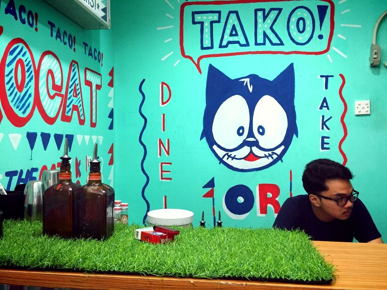 Korean Mexican stall in a traditional marketplace in Jakarta. 