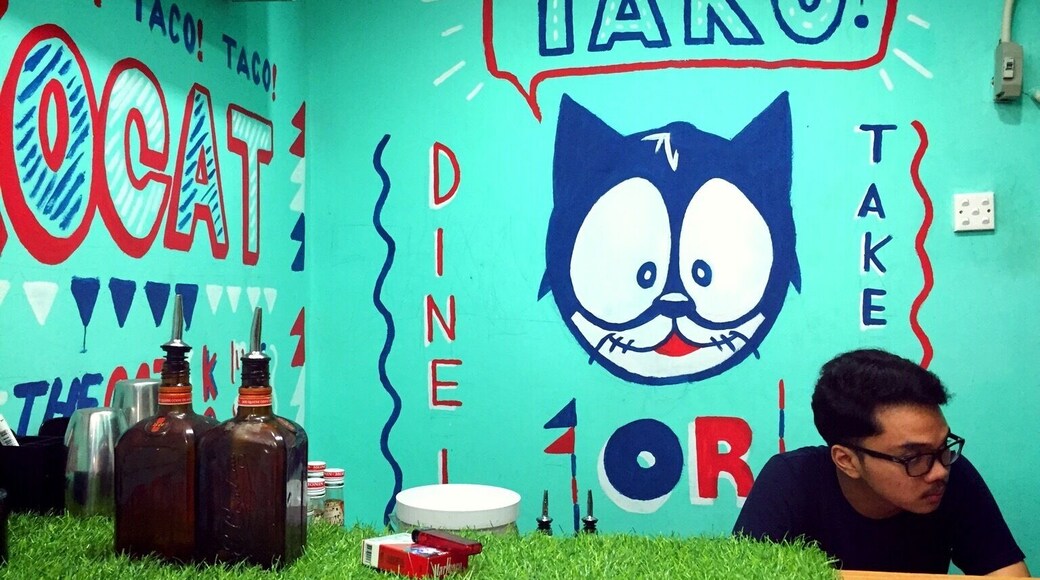 Korean Mexican stall in a traditional marketplace in Jakarta.