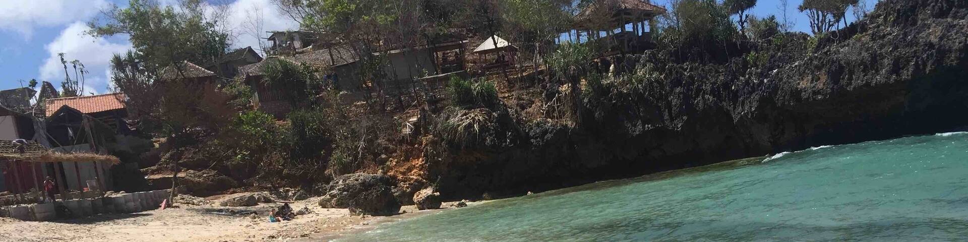 just walk with your bare foot and feels the massage from shells :)))