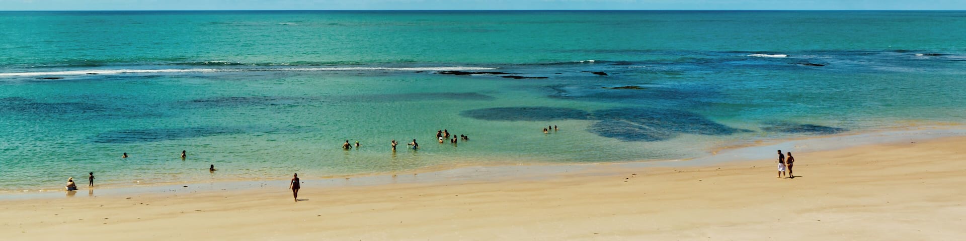 View of Jequia beach under cloudy sky Alagoas, Brazil.