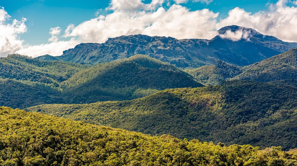 Panoramic photography in Lavras Novas of the hills, mountains, vegetation and relief characteristic of the state of Minas Gerais, Brazil