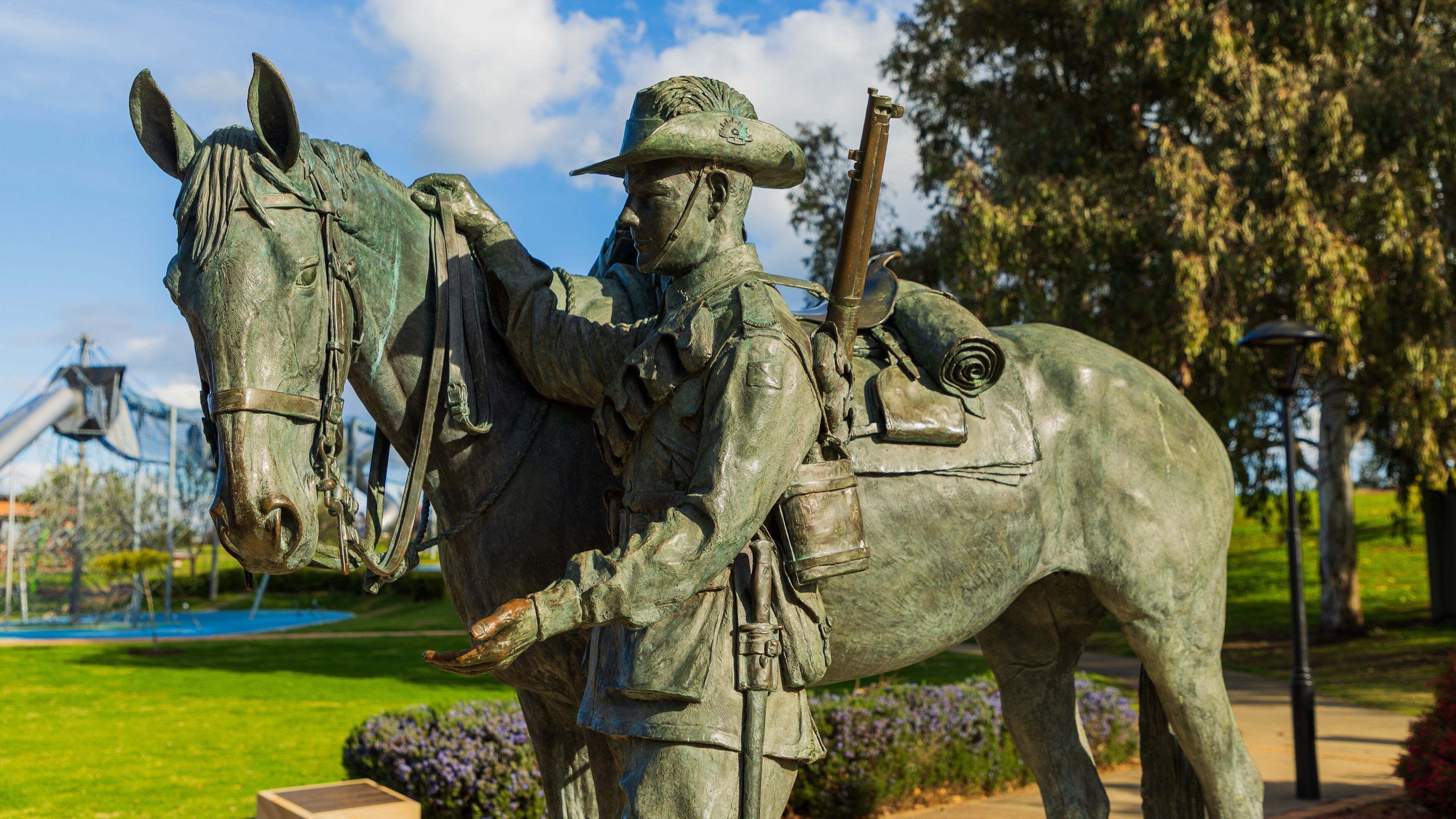Bicentennial Park which includes a statue or sculpture