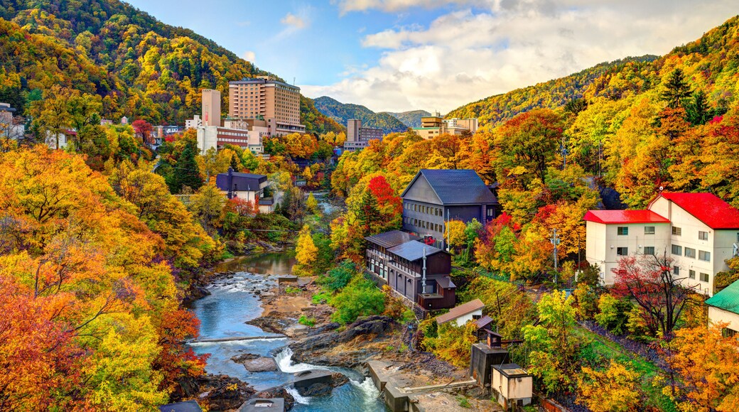 Hot springs resort town of Jozankei, Japan in the fall.