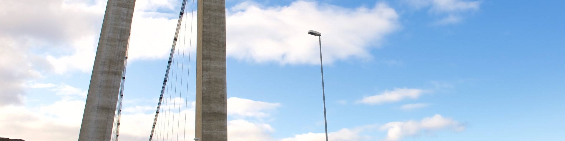 Kvalsund Bridge showing a suspension bridge or treetop walkway
