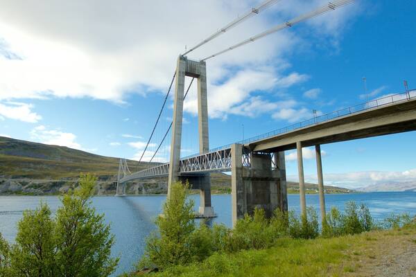 クバルスン橋 表示 海岸線の眺め と 吊り橋あるいはツリートップの散歩道