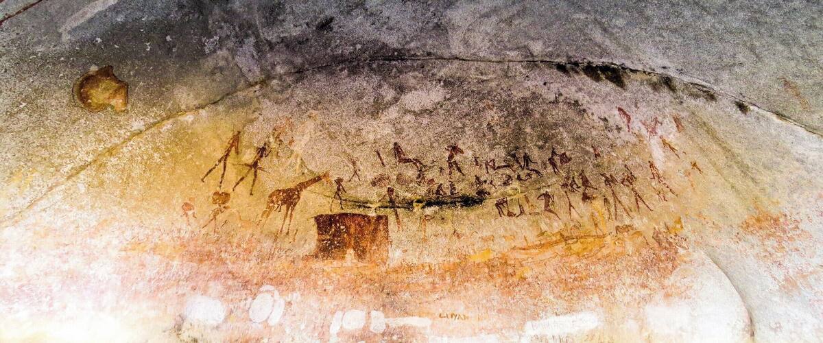 Cave paintings in Silozwane Cave, Matopos, Zimbabwe.