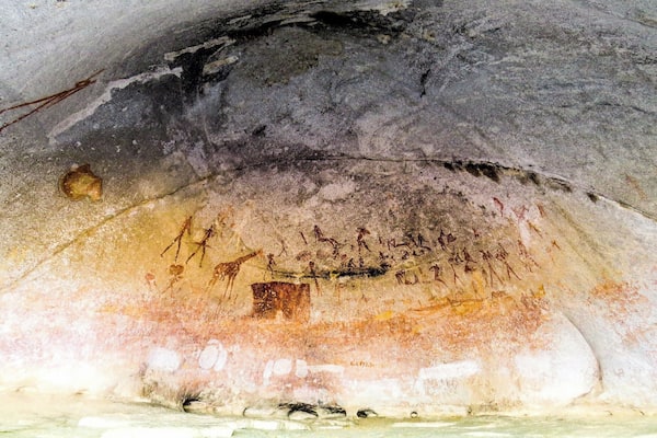 Cave paintings in Silozwane Cave, Matopos, Zimbabwe.