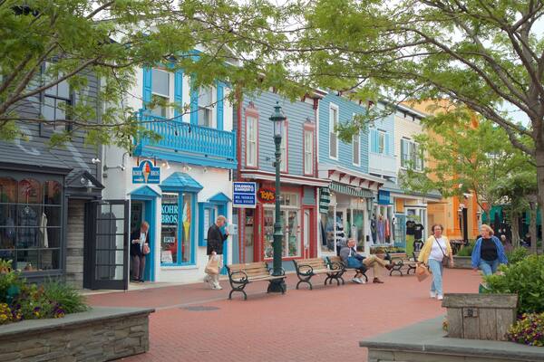 Washington Street Mall ofreciendo una pequeña ciudad o pueblo y escenas urbanas