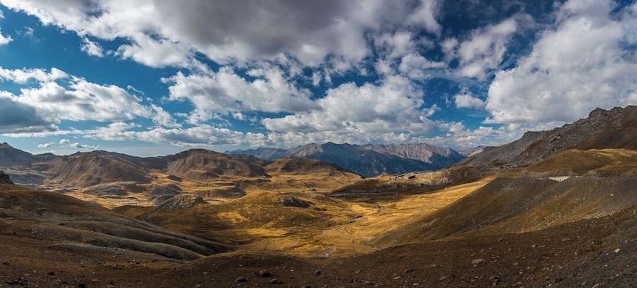 Col de la Bonette looking down on the old military fort of Restefond