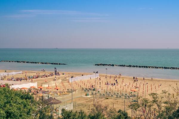 Adriatic beach in springtime. Lido di Savio, Ravenna province, Emilia-Romagna, Italy.