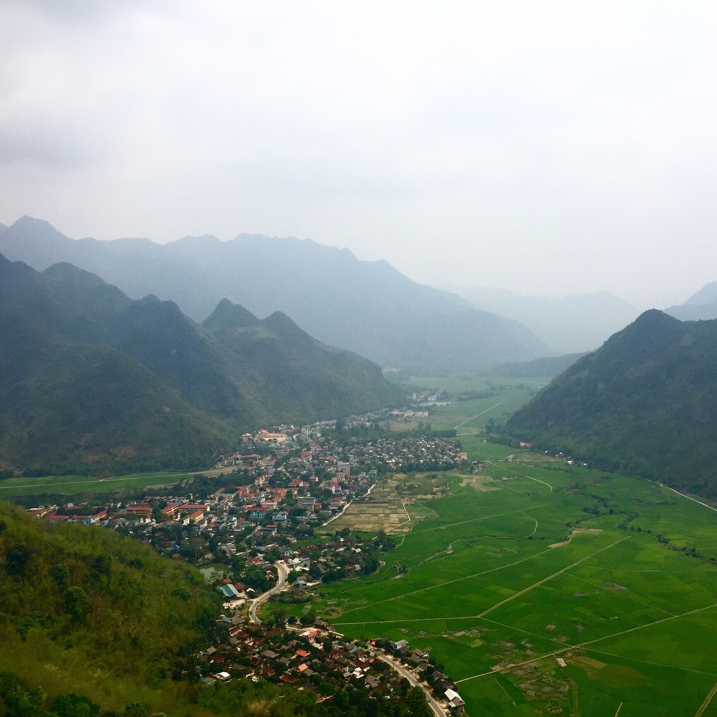 Viewpoint of Mai Chau, a small mountain town about four hours west of Hanoi. It's a beautiful place to spend a few days bicycling through rice fields, motorbiking to the lake, and exploring local villages. 
