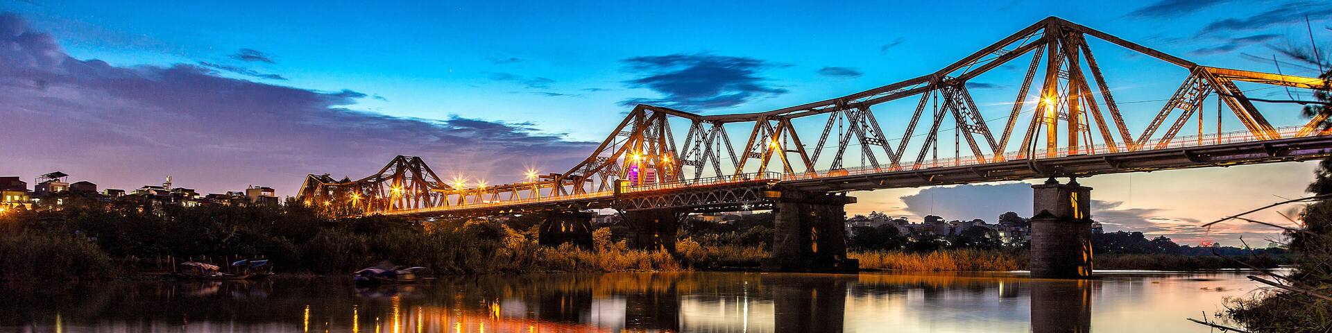 Long Bien Bridge at night