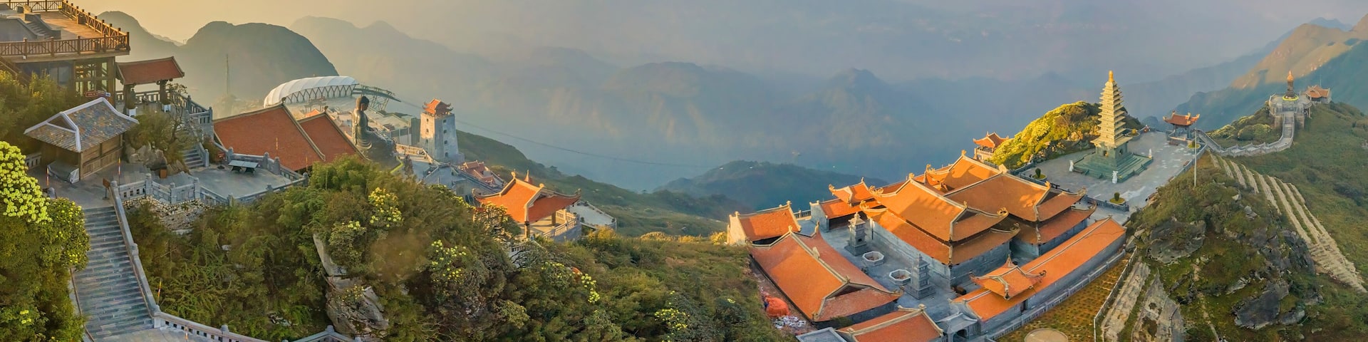 The Kim Son Bao Thang Pagoda at the top of Fansipan mountain 3143m is the highest in Vietnam. Sapa, Lao Cai