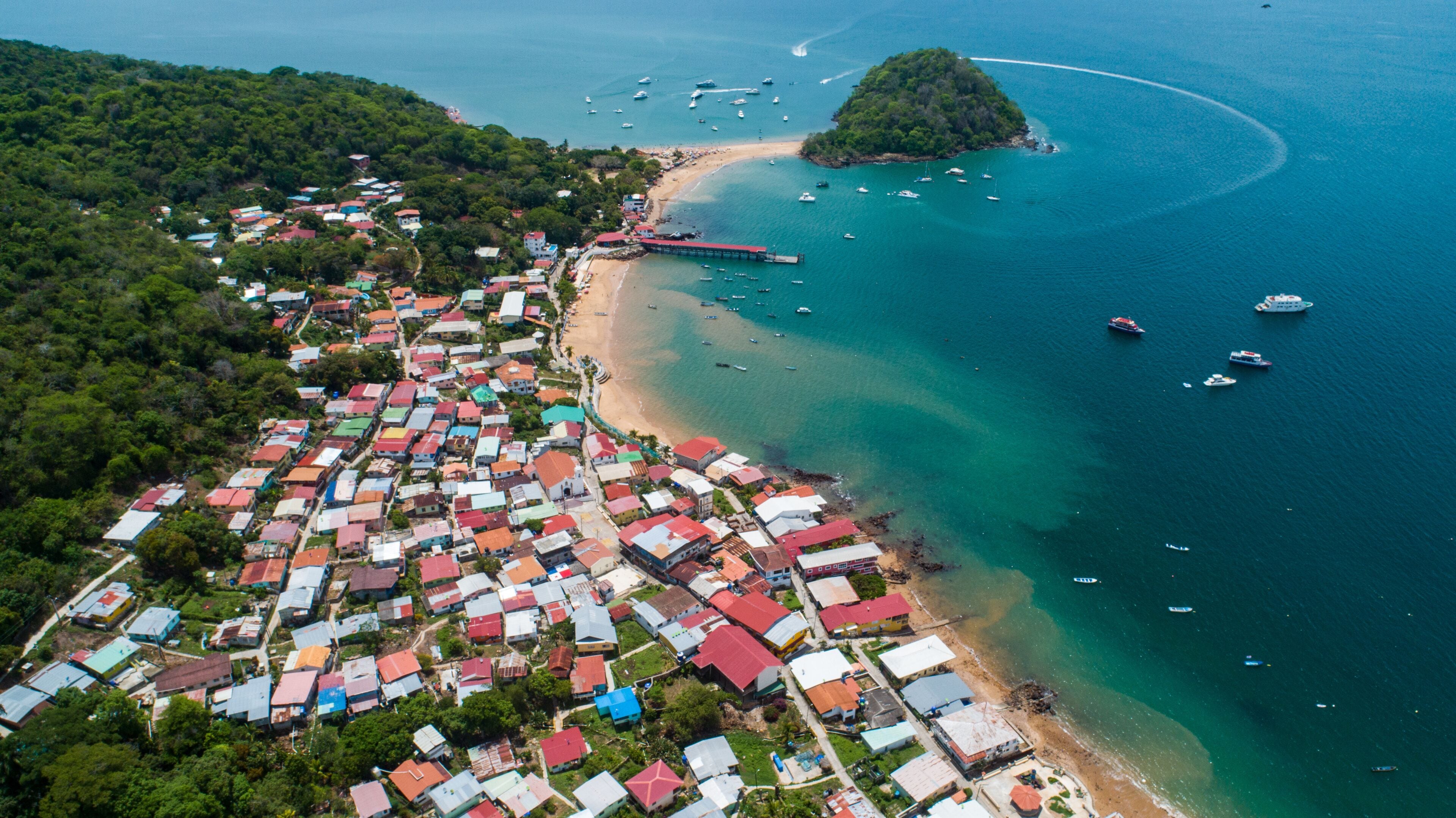 Taboga Island , also known as the island of Flowers, is a volcanic island in the Gulf of Panama. It is a tourist destination, about 20km from Panama City,Panama