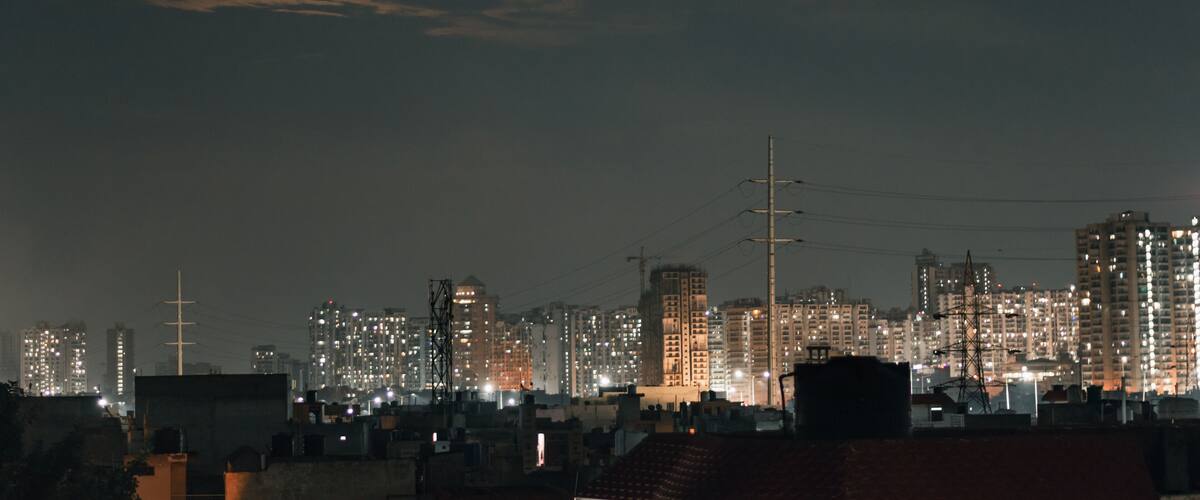 Cityscape of Vijay Nagar Indirapuram. A Residential Hub in Ghaziabad (Delhi NCR) - Night View.