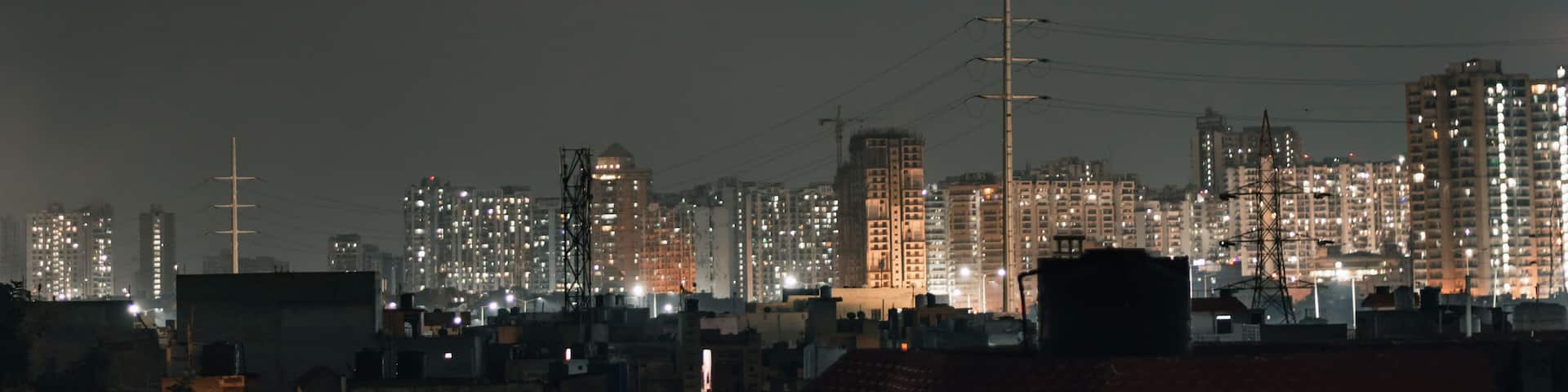 Cityscape of Vijay Nagar Indirapuram. A Residential Hub in Ghaziabad (Delhi NCR) - Night View.