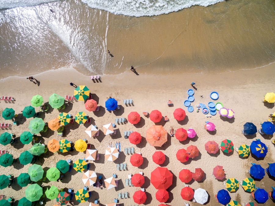 Top View of Umbrellas in a Beach; Shutterstock ID 405036466