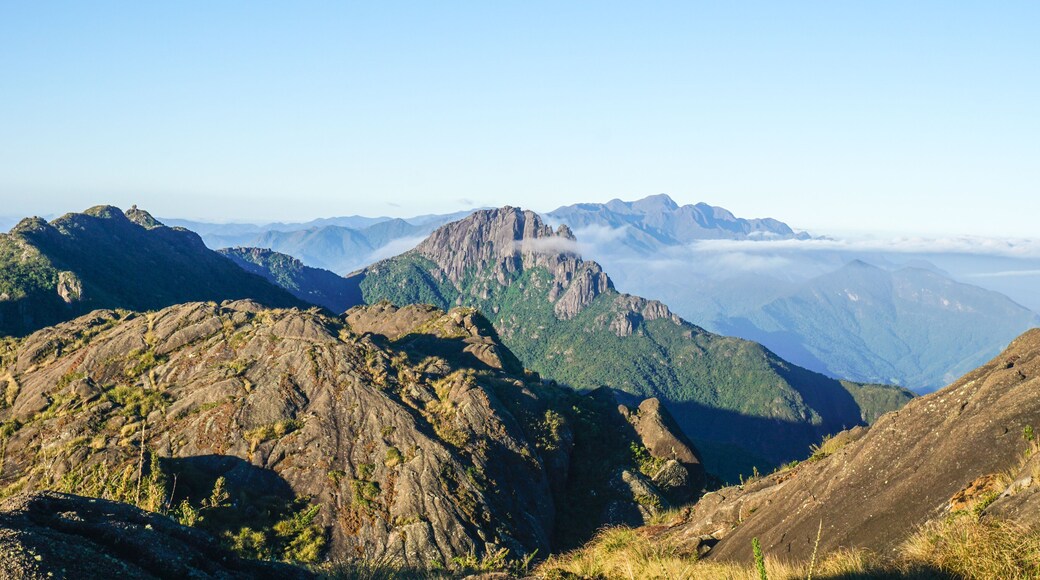 Itaguaré Peak among the Serra Fina's mountain range. Passa Quatro, Minas Gerais, Brazil