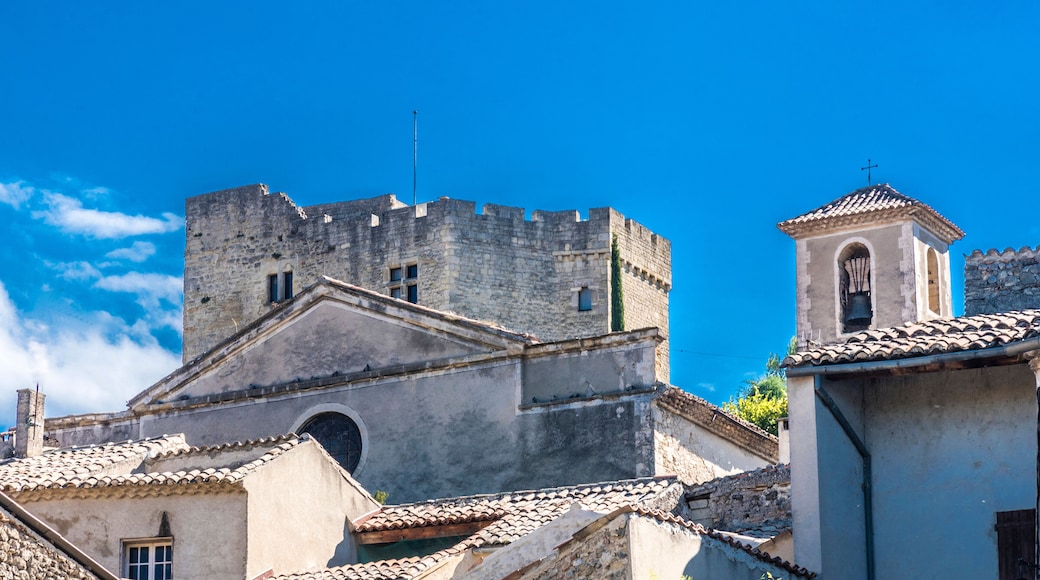 France, Drome, The Provencal Baronnies Regional Natural Park, Mollans-sur-Ouveze, the church and the dungeon of the old castle and (18th century)