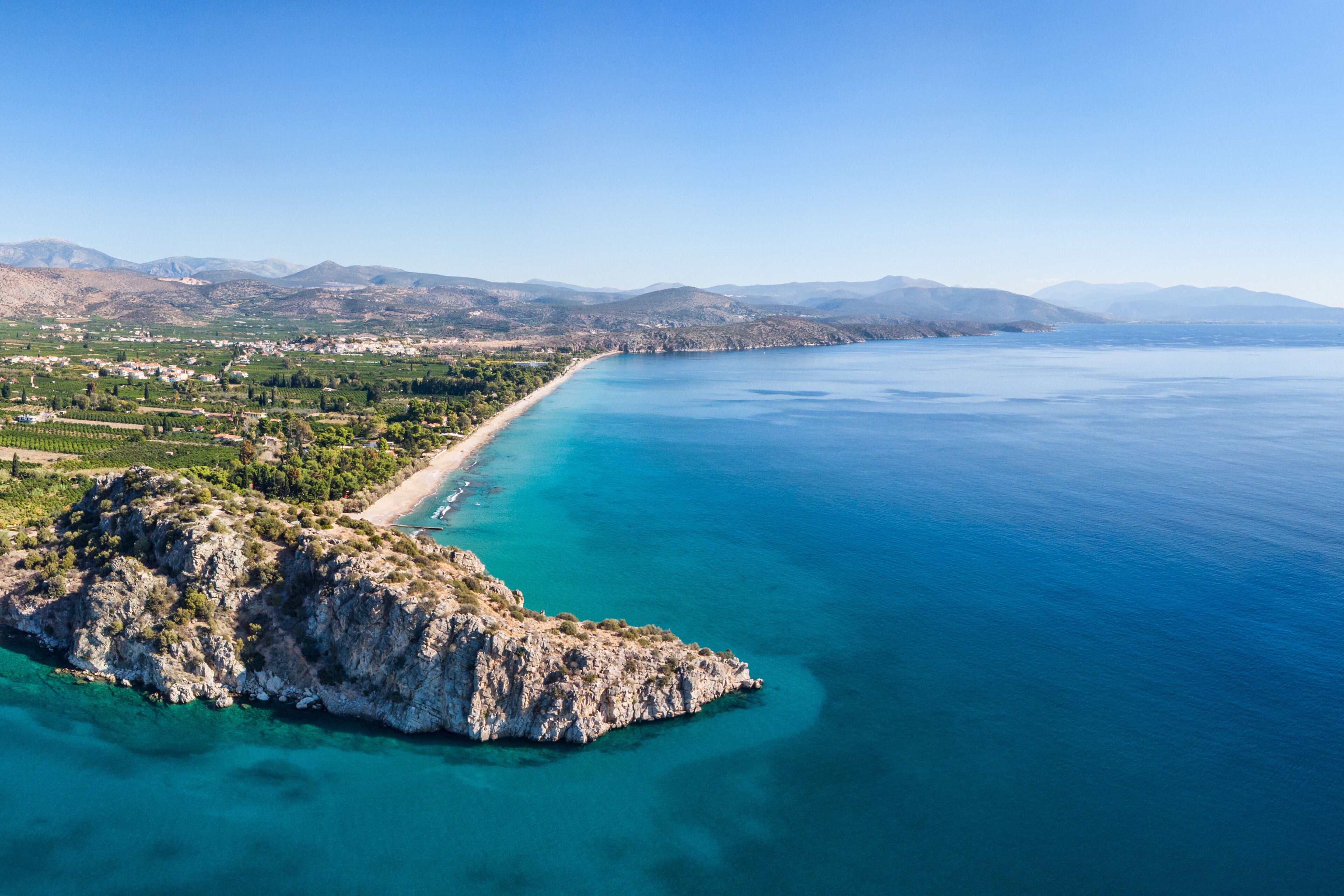 The beaches Kastraki, Assini, Drepani, Plaka at Argolida in Peloponnese, Greece