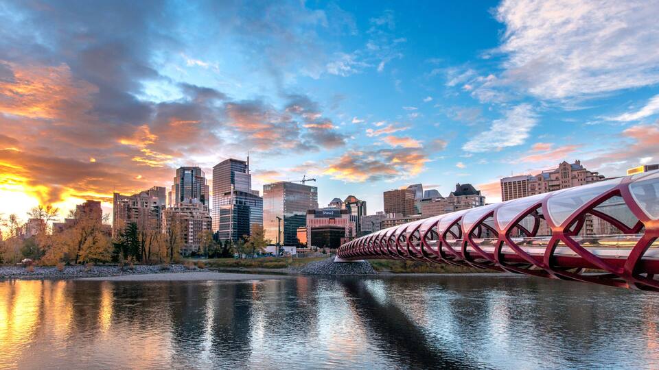 Peace Bridge Sunset Calgary Alberta Canada