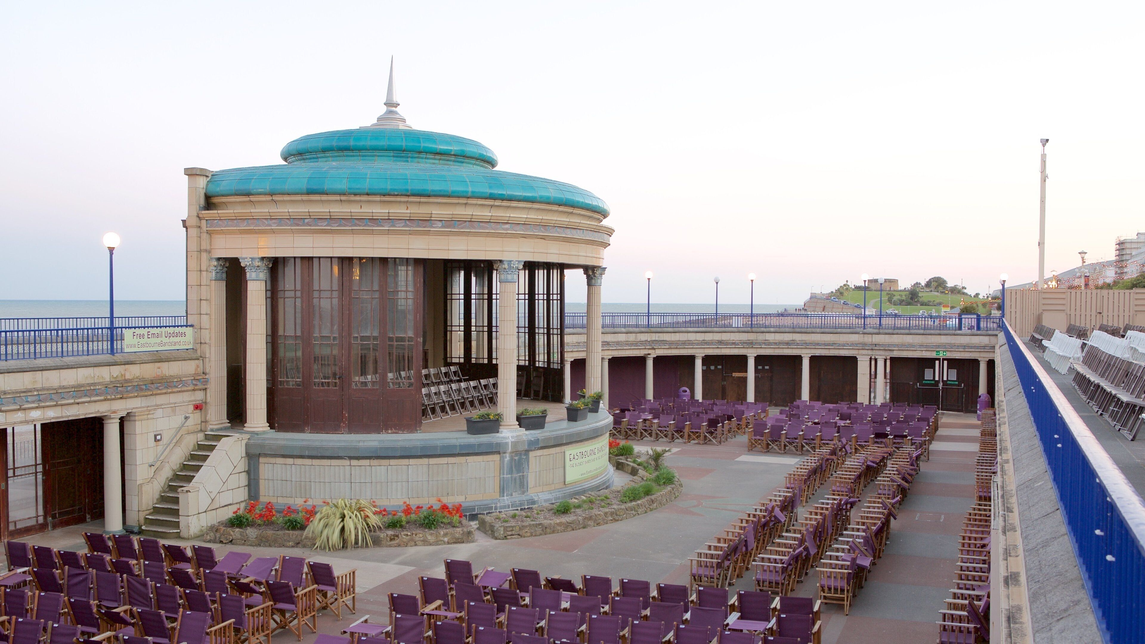 Eastbourne Bandstand showing general coastal views
