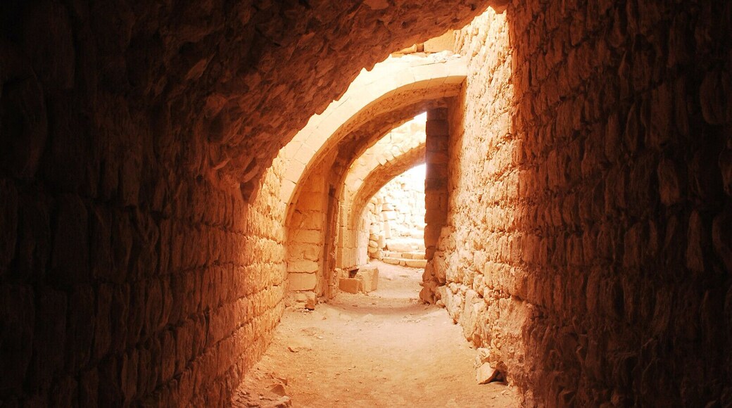 Ruin Palace Corridor, This palace is nestle on the way between petra and amman jordan, our driver invited us to visit one of his uncle who live in a cave and on the way we found this old palace fortress and we access it for free....