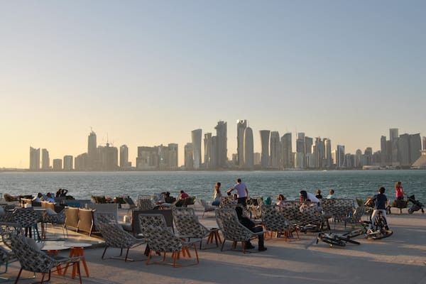 Tucked away behind the Museum of Islamic Art, this stylish outdoor café is the perfect spot to watch the sun set and the skyscrapers light up the sky.