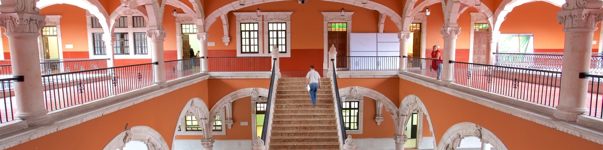 Palácio do Governo de Aguascalientes caracterizando arquitetura de patrimônio e vistas internas