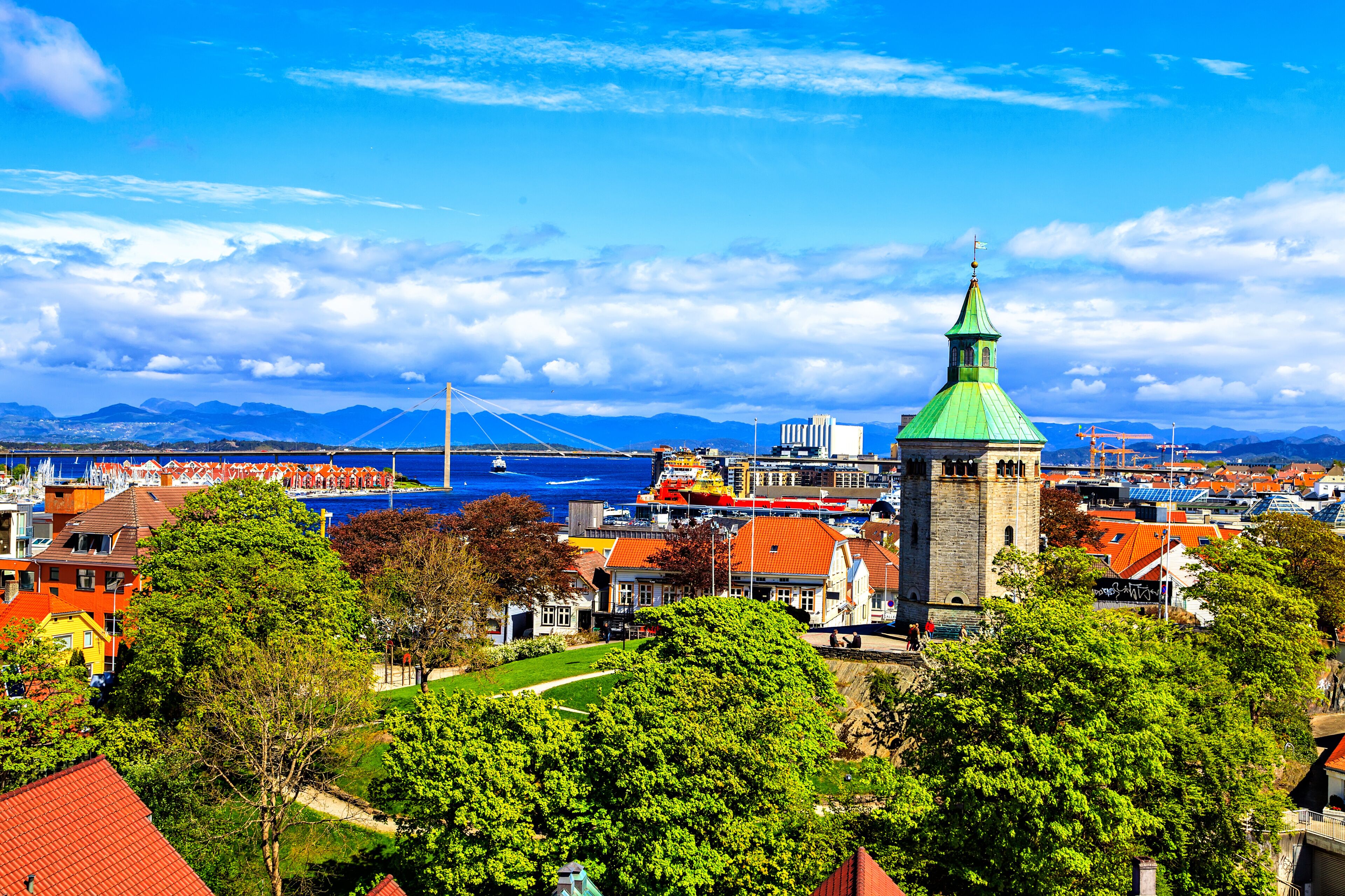 View on old colored city, Norway