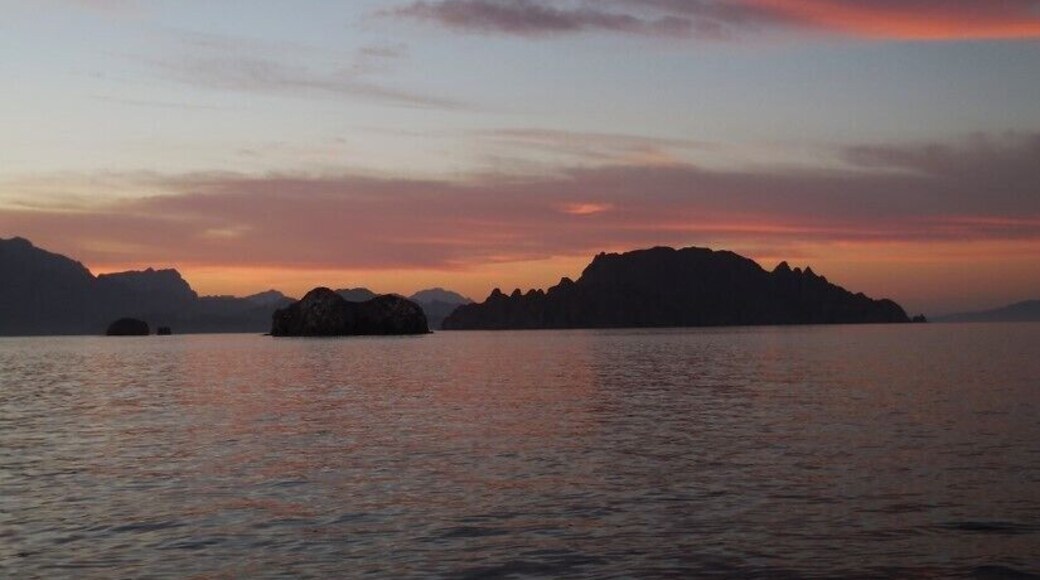 Watching for blue whales at sunset. My photos of the whales were not as epic as this sunset :) I'll always remember the sound of their exhale as they surfaced around our boat.