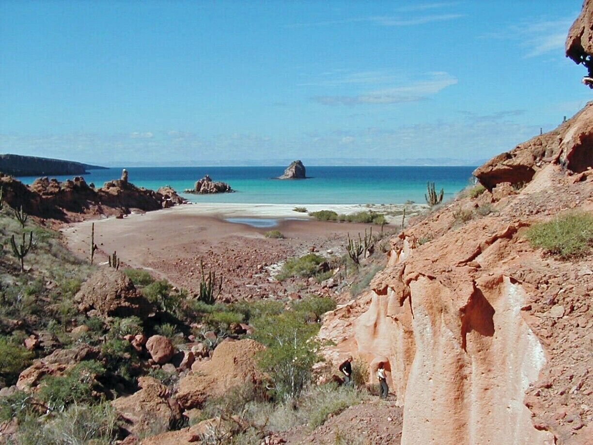 The desert meets the sea in Baja, Mexico. Isla Espriritu Santo is in the Sea of Cortez, near the city of La Paz. The island is a great place to set up a base camp for kayaking, whale watching, hiking, etc.