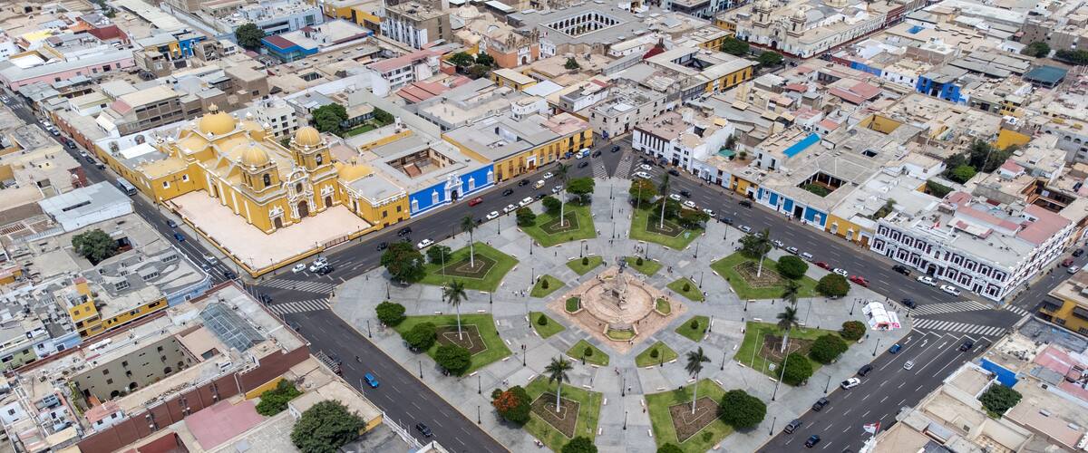Plaza de Armas in the Historic Center of the city of Trujillo, Peru