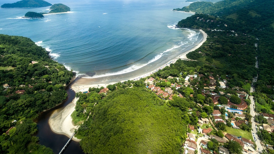 Aerial View of Barra do Sahy, Sao Sebastiao, Sao Paulo, Brazil
