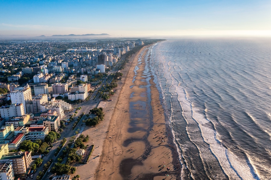 Sunrise on the coast of Sam Son, Thanh Hoa, Vietnam