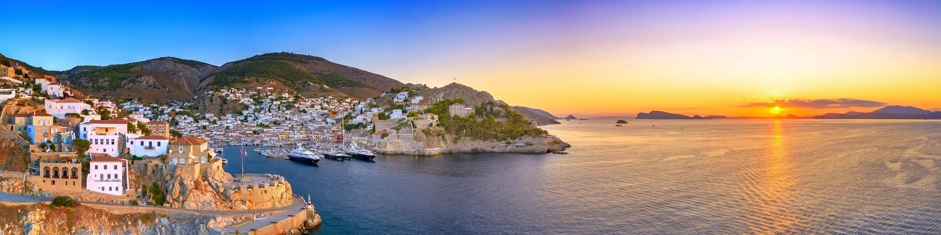 View of the amazing Hydra island, Greece.