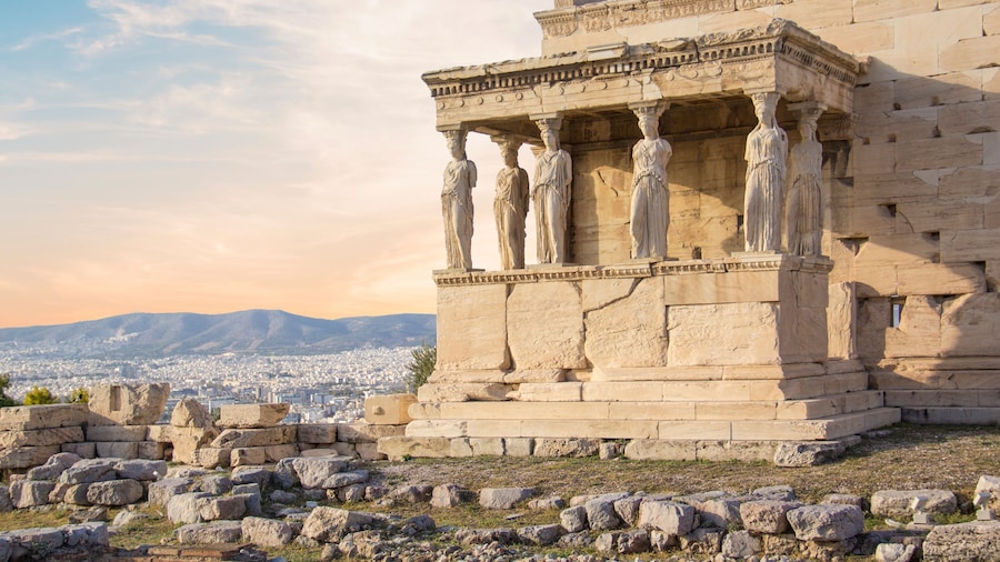 Beautiful view of the Acropolis and Erechtheion in Athens, Greece