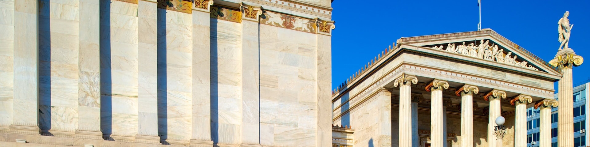 Academy of Athens which includes heritage architecture and heritage elements