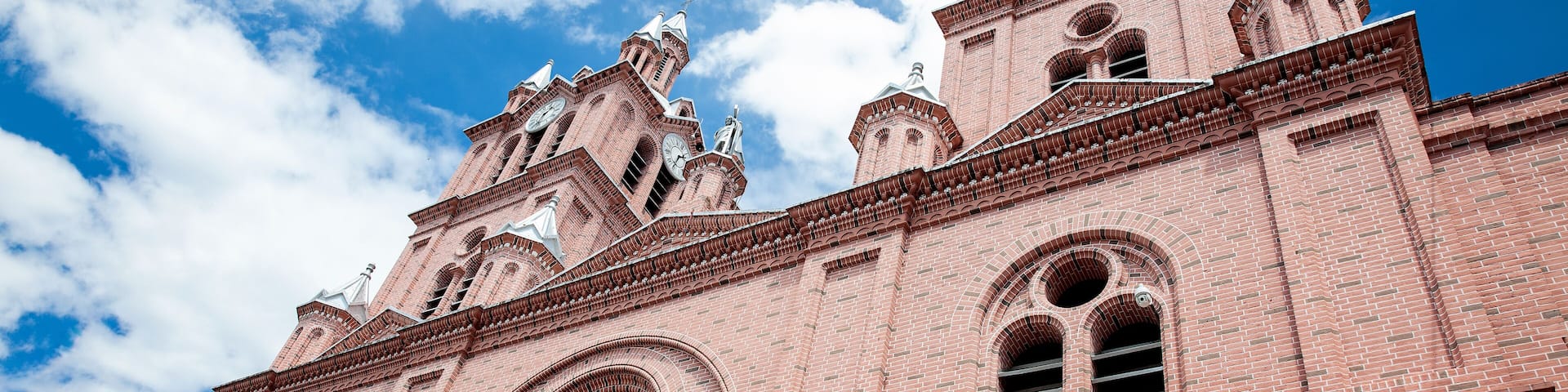 Facade of the Minor Basilica of the Lord of Miracles located in in the Historic Center of the city of Guadalajara de Buga in Colombia