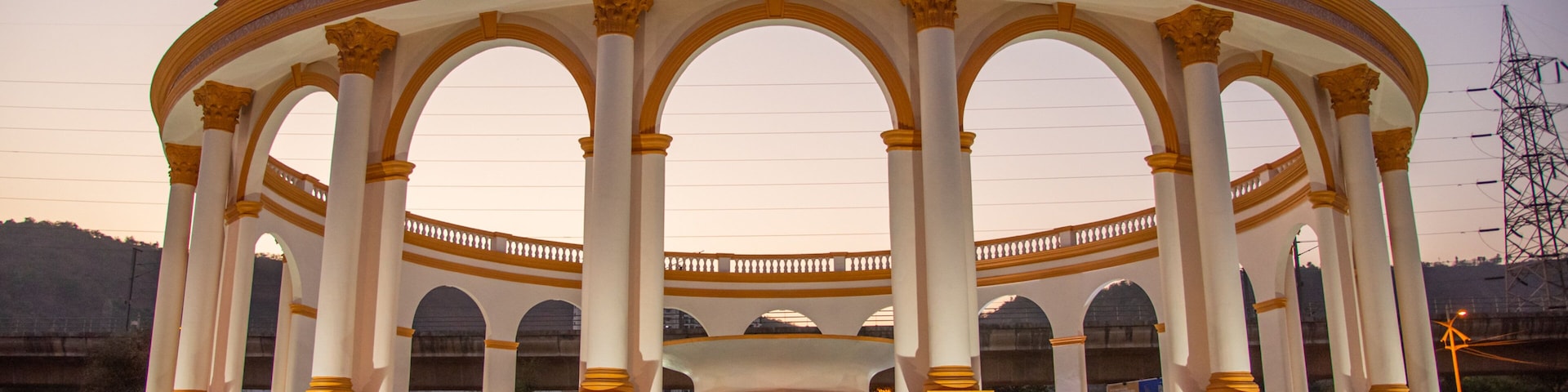 Utsav Chowk featuring heritage elements and a sunset