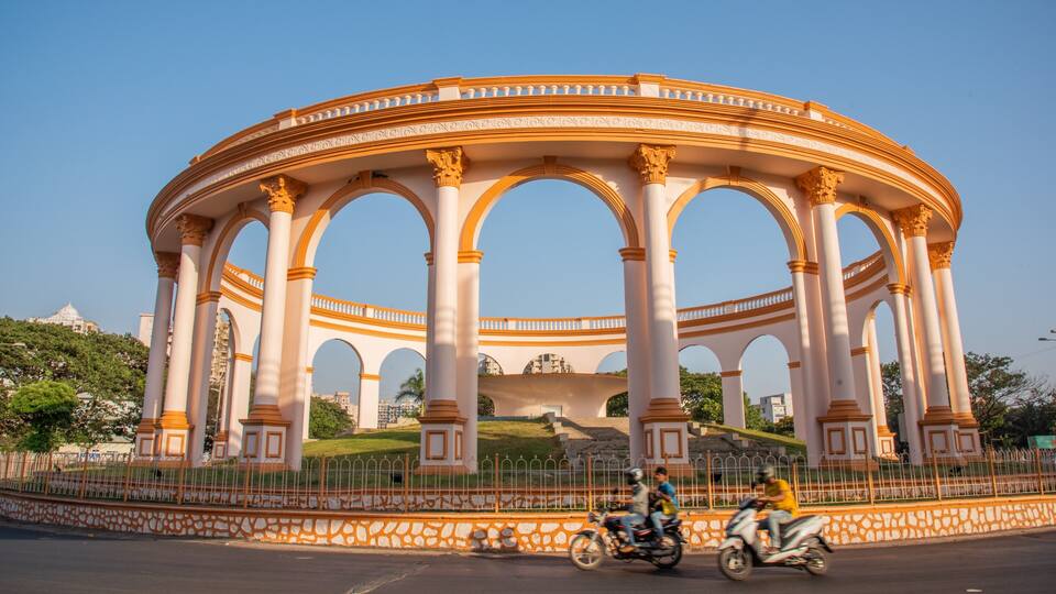 Utsav Chowk featuring heritage elements and motorcycle riding